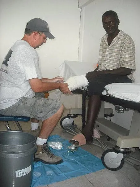 Doctor Doing Prosthetic Leg of a Man — Pembroke Pines, FL — Huse Artificial Limb & Brace