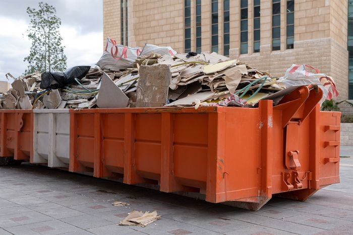 debris in trash container