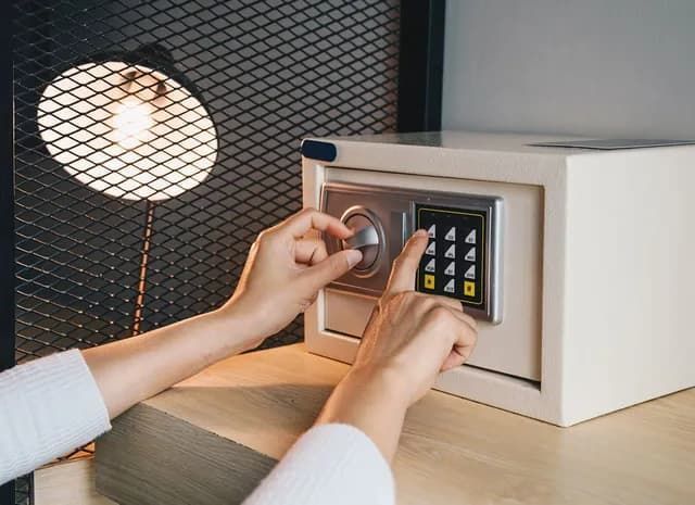 A Person Is Pressing Numbers To Open a Safe — East Coast Locksmiths in Port Macquarie, NSW