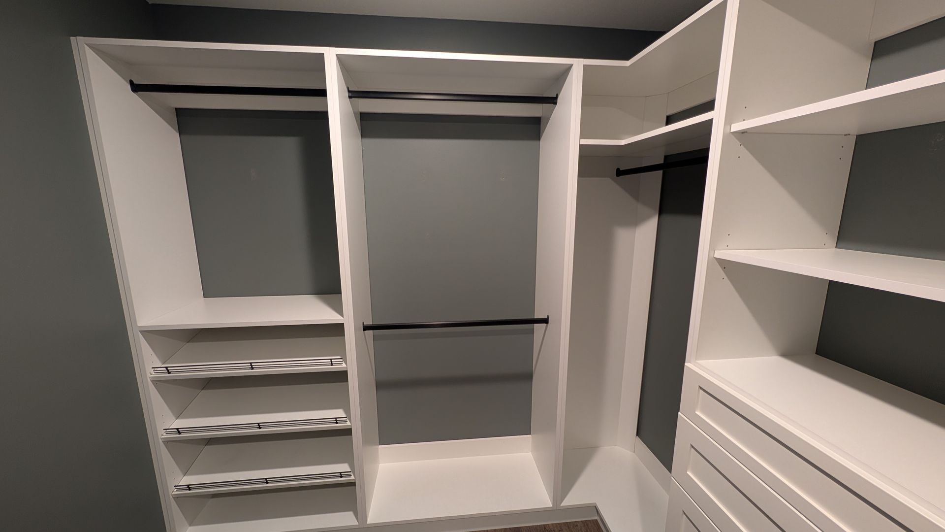 A  custom walk in closet with lots of shelves in Fulton MO.