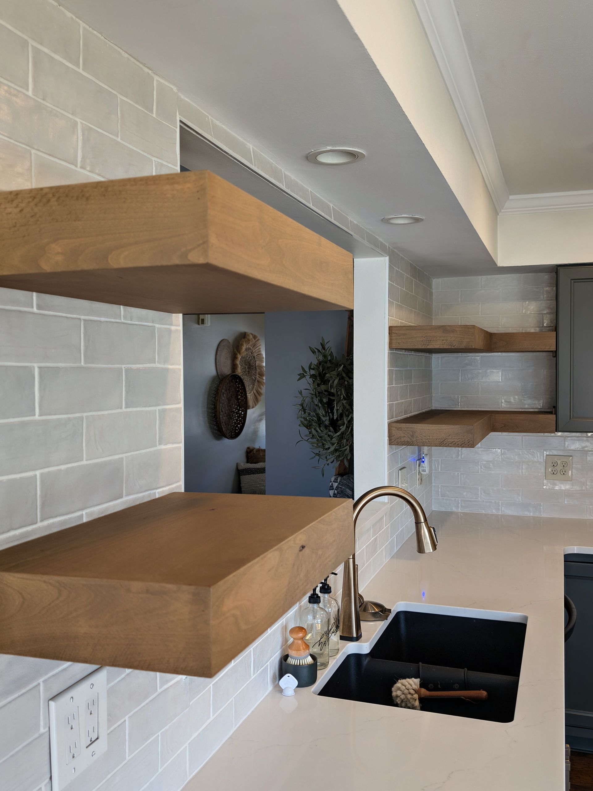 Custom floating shelves