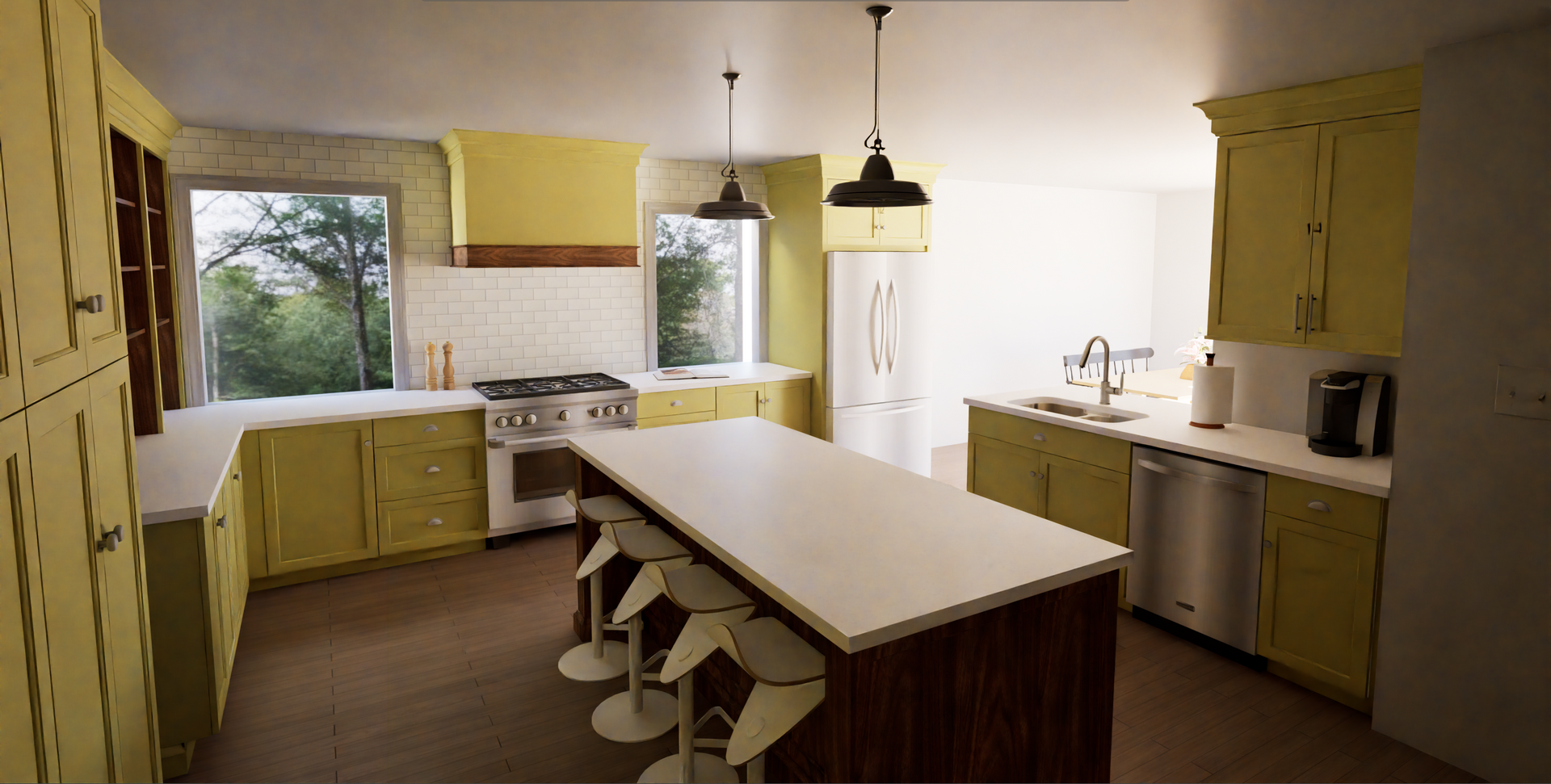 3D rendering of custom Kitchen design. Mid Missouri