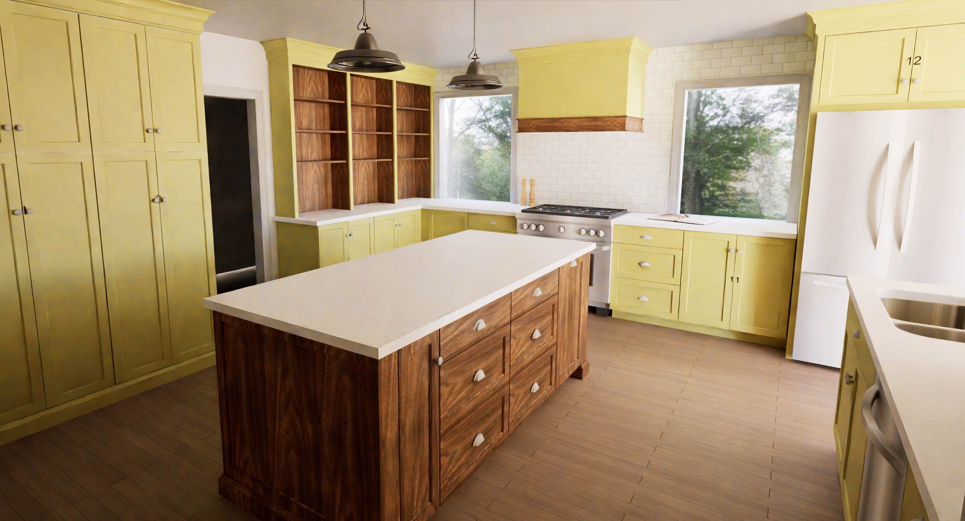 3D rendering of custom Kitchen design. Mid Missouri