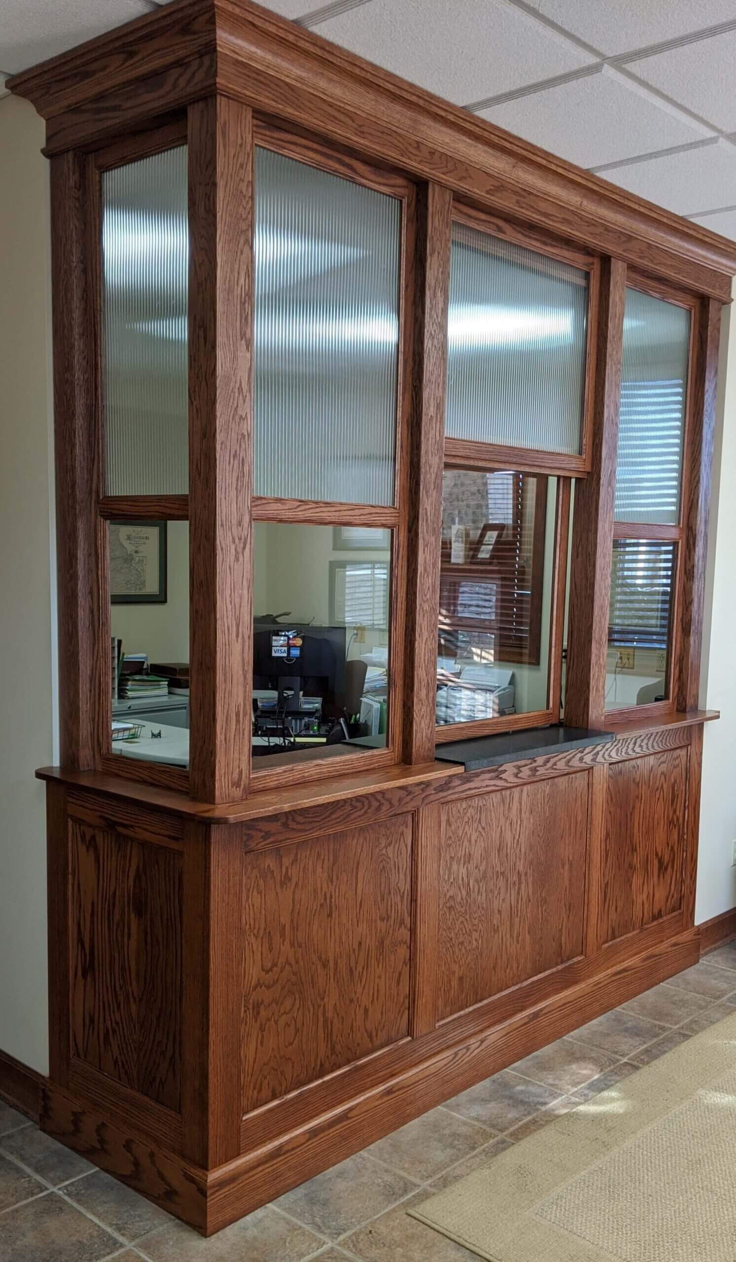 A wooden custom hutch. Custom cabinets Columbia Missouri 