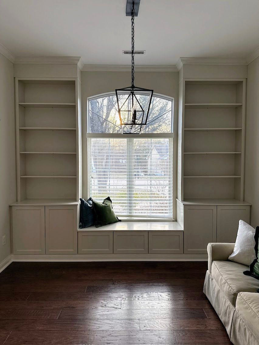 A custom built-in within a living room in Mid-Missouri