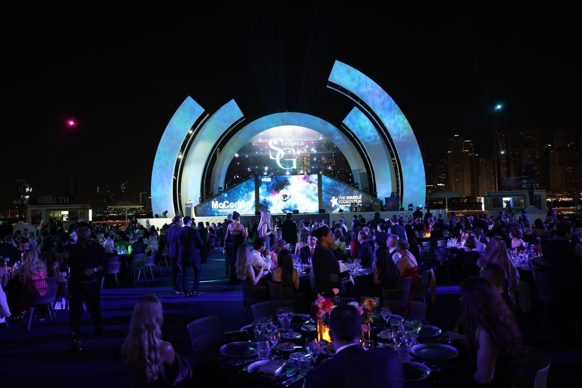 The Plaza at Uptown Dubai lit up for the gala