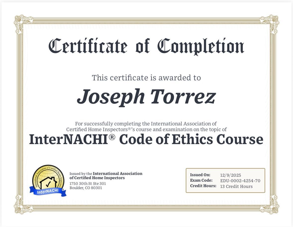 InterNACHI Joe Torrez Cert