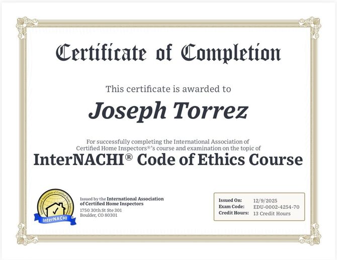 InterNACHI Joe Torrez Cert