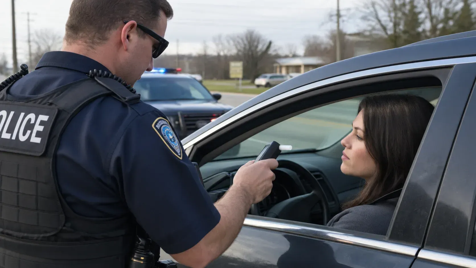 Police officer holding a breathalyzer test in Indiana: automatically lose your license?