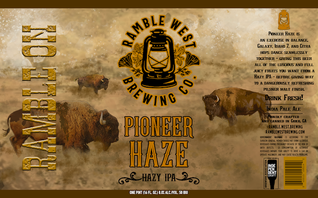 A label for ramble west brewing company pioneer haze