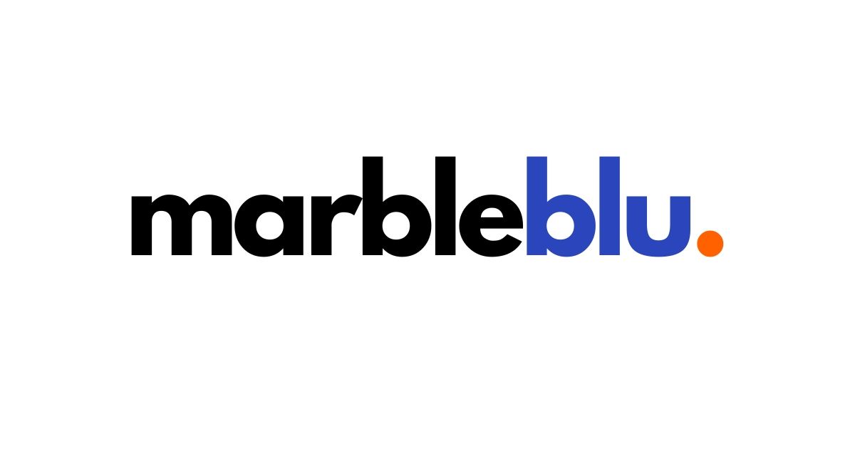 Logo for Marble Blu: black text 