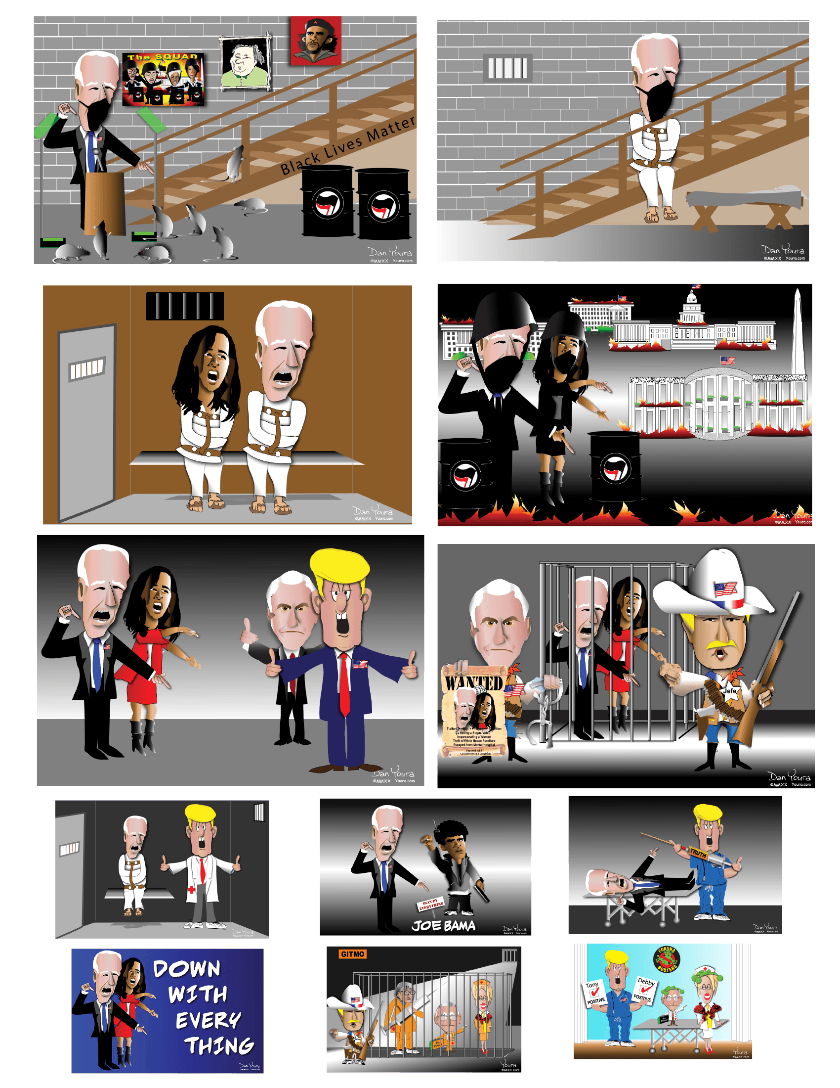 Collage of 8 pixel-art scenes featuring characters in different outfits and settings, including indoor and outdoor scenes