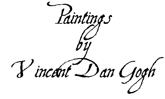 Decorative script reading “Paintings by Vincent Van Gogh” on a white background