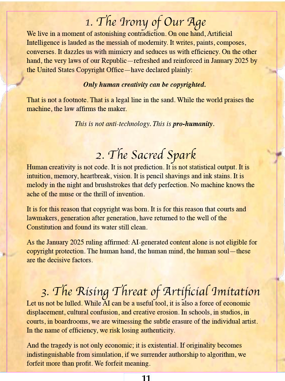 Old beige page with black serif text, showing numbered sections and a red/orange illustration on the right.