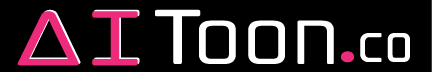 AI Toon.co logo with pink triangle icon and white text on a black background
