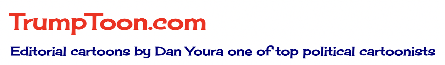 TrumpToon.com banner with red site title and blue tagline, “Editorial cartoons by Don Yoon, one of Top political cartoonists”