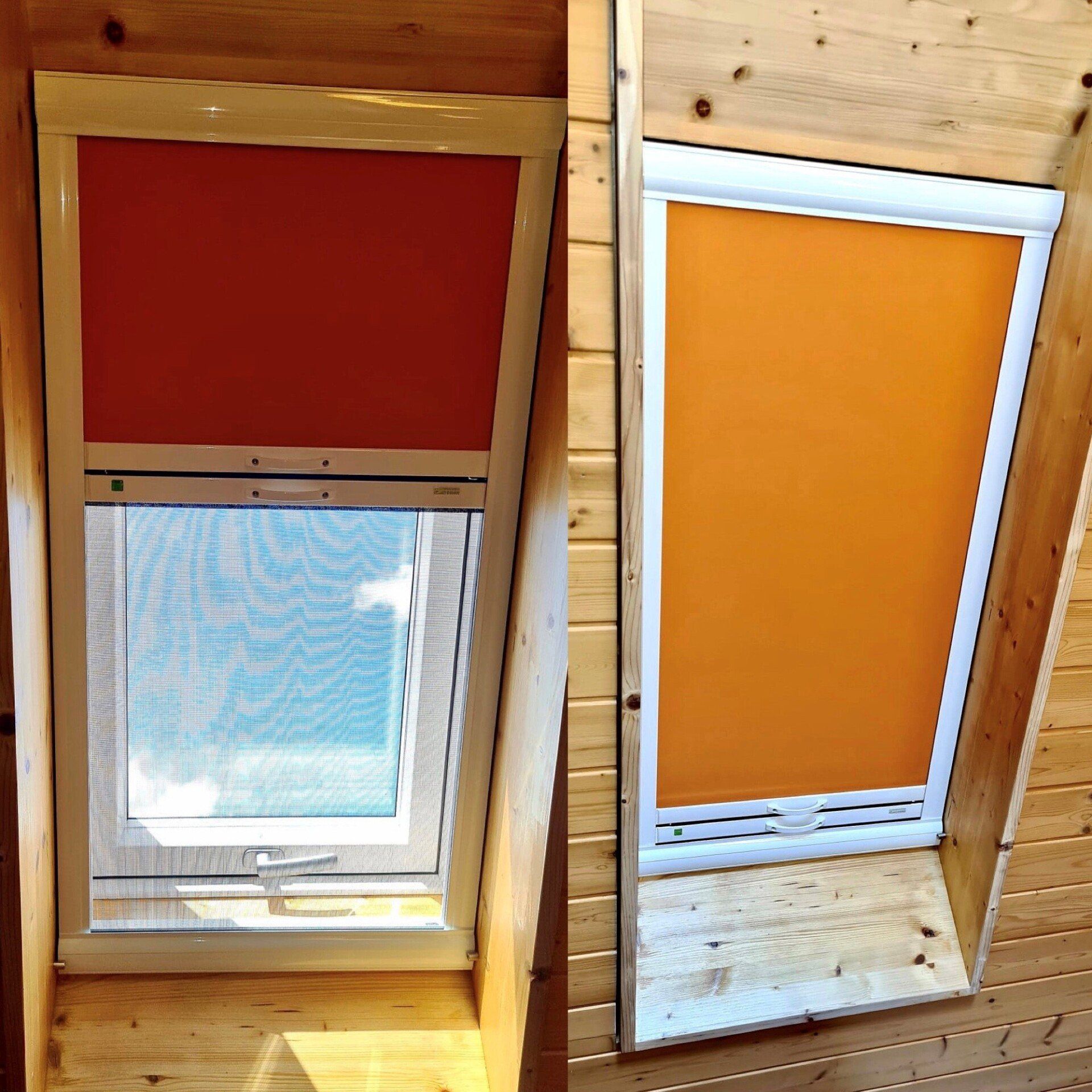 Nahaufnahme eines Dachfensterrollos Two in One