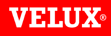 Das Velux-Logo ist weiss auf rotem Hintergrund