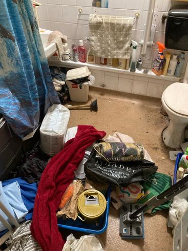 Image of bathroom before Terry's house clearance removed everything Bathroom room full of items before Terry's house clearance have removed all items