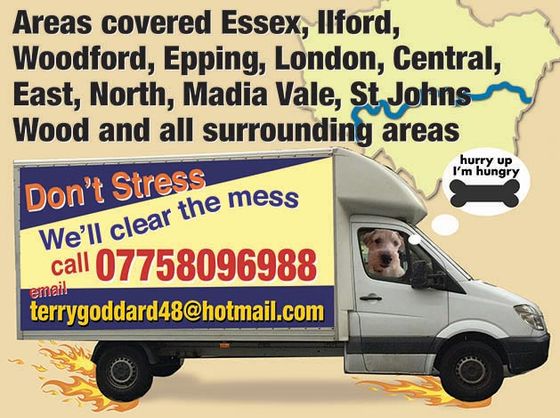 Terry's House Clearance Specialist and Waste Disposal Service with Terry's van and dog