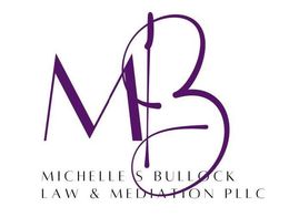 Purple logo: "MB" initials with a flowing "B," name "Michelle S. Bullock Law & Mediation PLLC".
