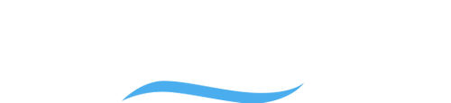 A white text logo for GriefSteps with a blue curved line underneath the words
