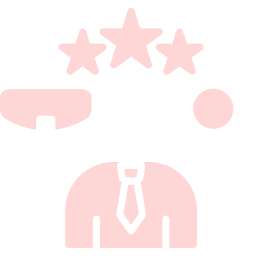 Person with tie, thought bubble, stars. Positive feedback concept.