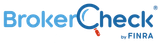 BrokerCheck logo with a magnifying glass integrated into the