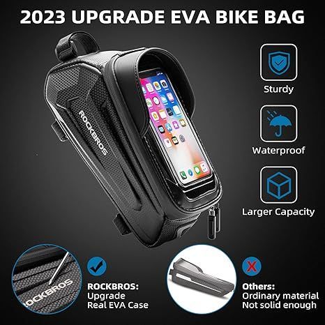 Bolso Bicicleta Porta Celular Rockbros B68 Resistente Agua Negro