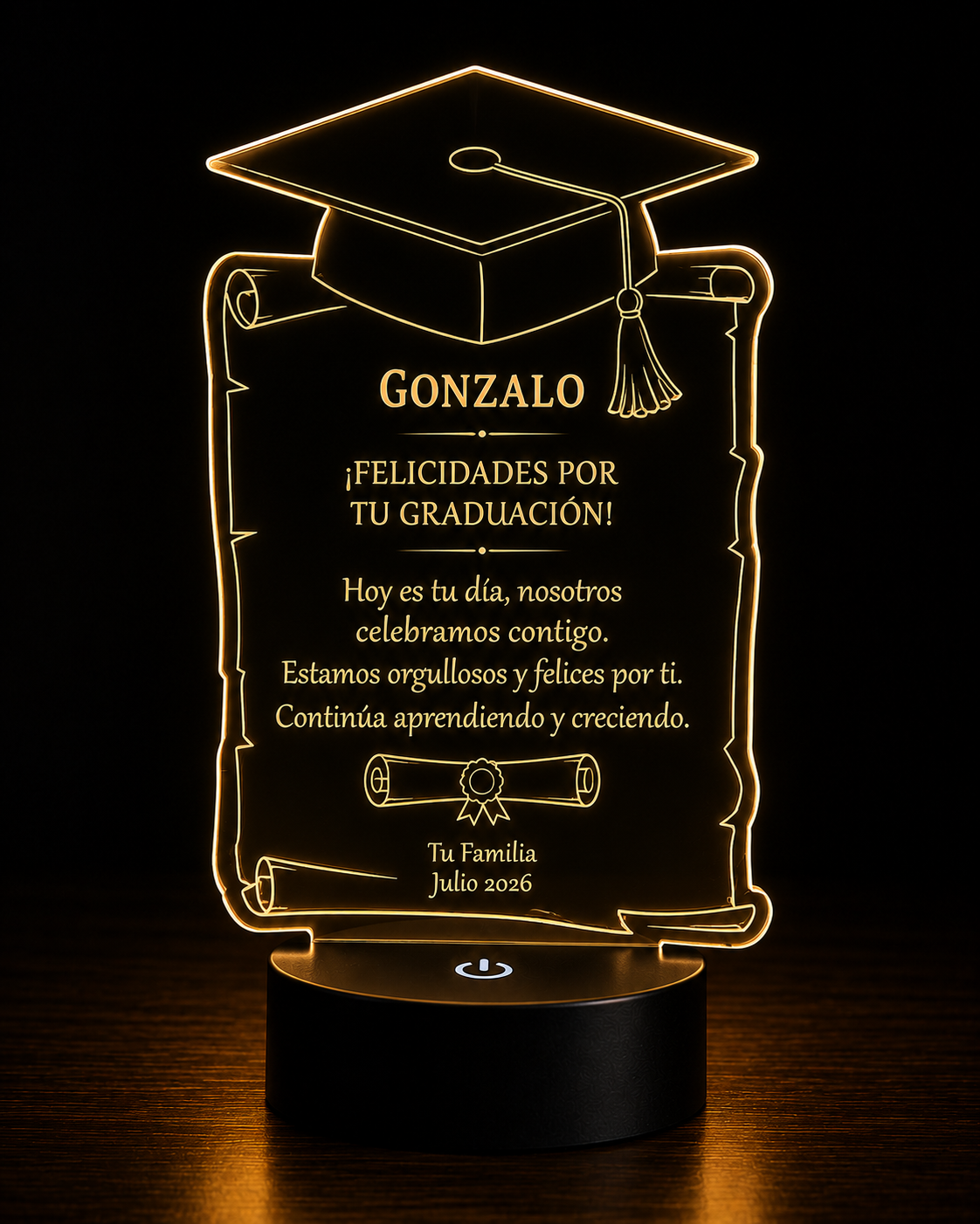Lampara de graduacion en diploma