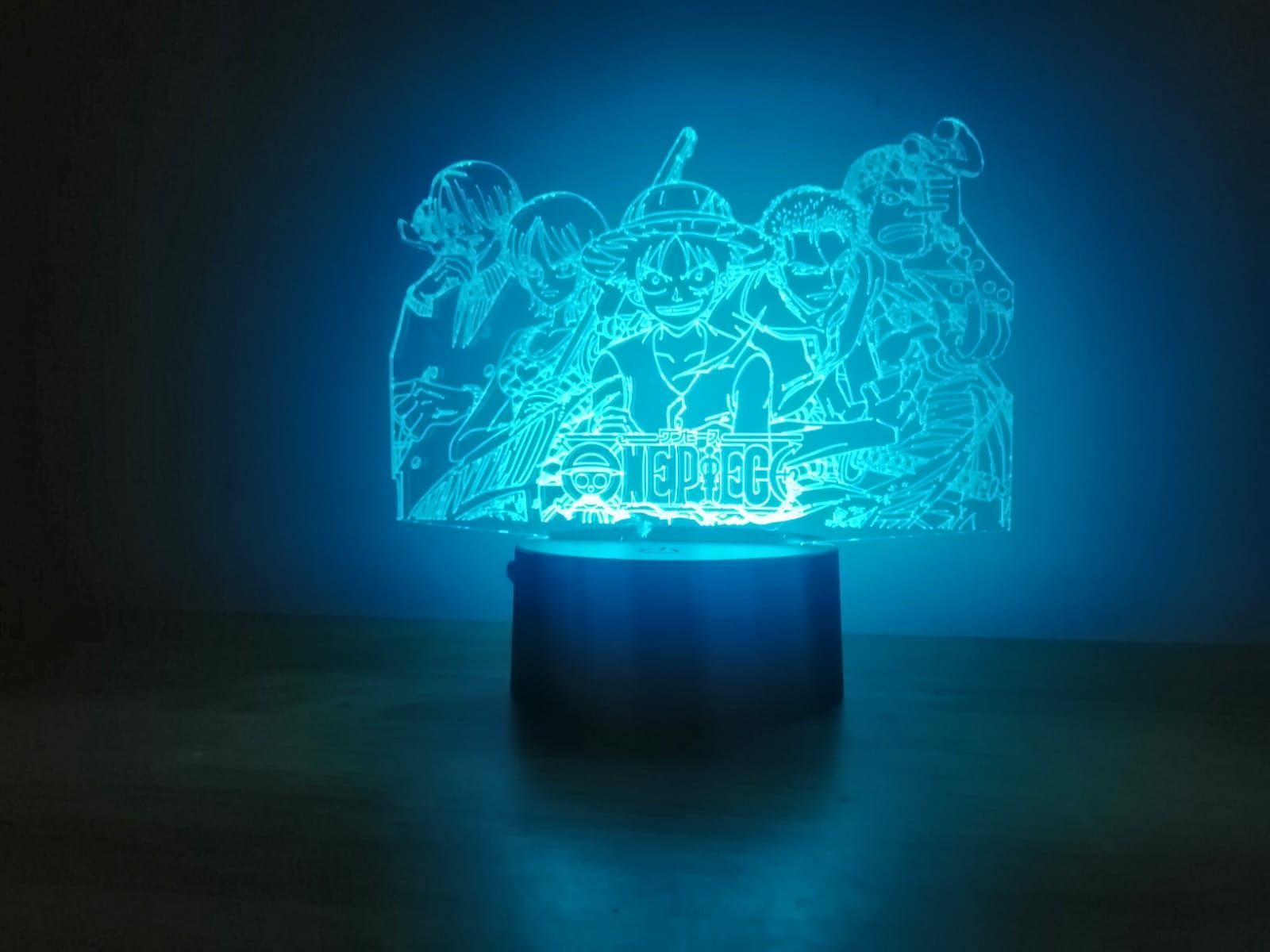 LAMPARA LED 3D ONE PIECE LUFFY Y SU TRIPULACION