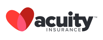 Acuity Insurance logo with red heart icon and dark gray text on white background
