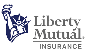 Liberty Mutual Insurance logo with Statue of Liberty icon in blue and gray text