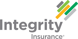 Integrity Insurance logo with gray text and colorful diagonal bars above the wordmark