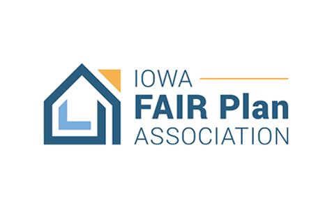 Iowa Fair Plan Association logo with blue and gold house icon and gray-blue text