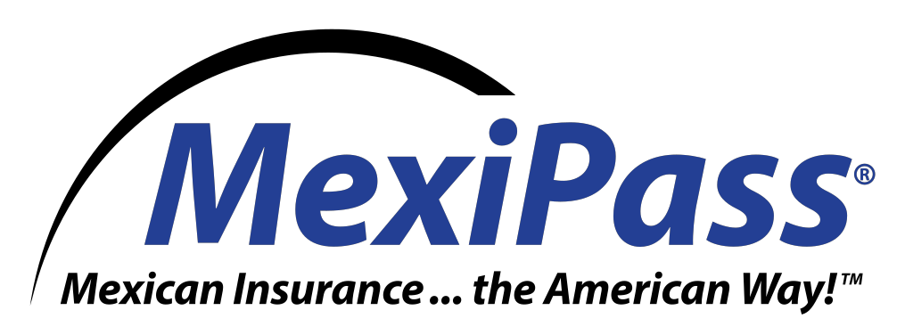 MexiPass logo with blue text and black swoosh, tagline “Mexican Insurance... the American Way!”