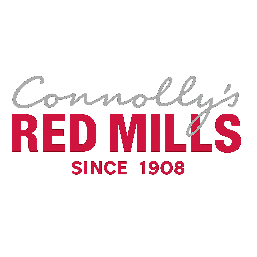 Connolly's Red Mills logo with gray script 
