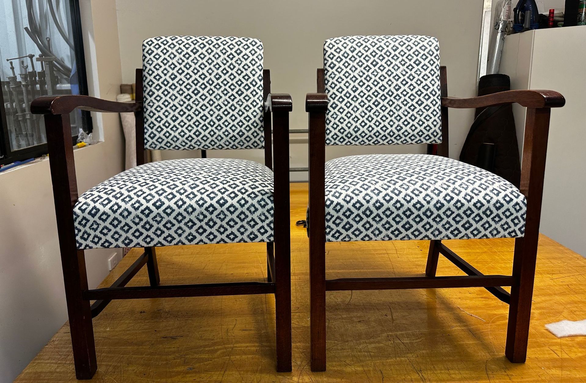 Two Black and White Chairs Side By Side — Paulie's Upholstery in Edmonton, QLD