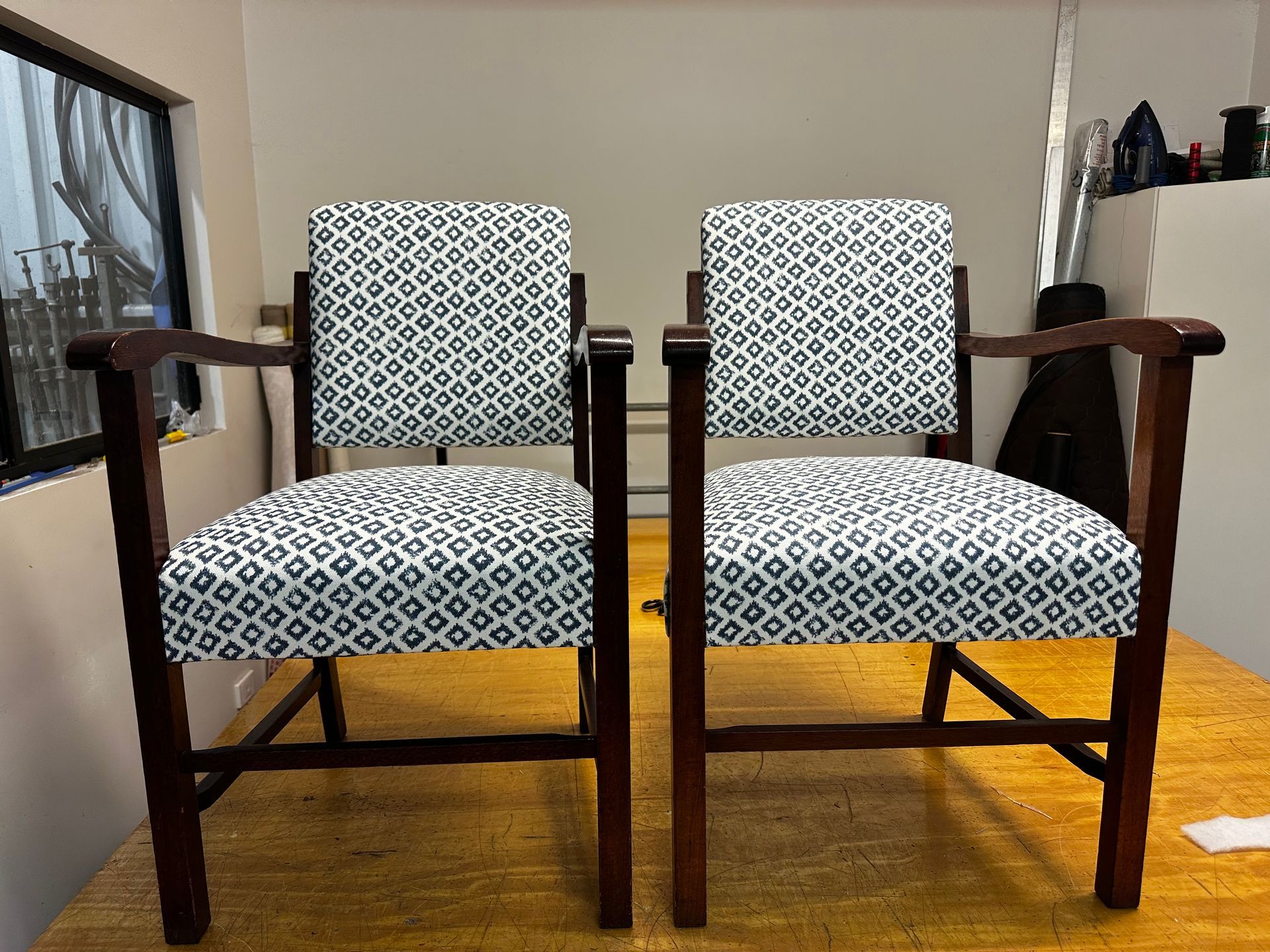 Two Black And White Chairs Side By Side — Paulie's Upholstery in Edmonton, QLD