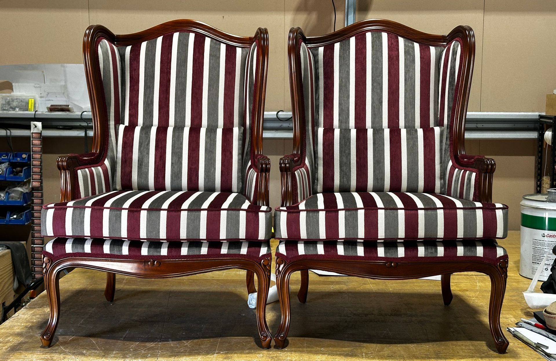 Two Striped Chairs Side By Side — Paulie's Upholstery in Edmonton, QLD