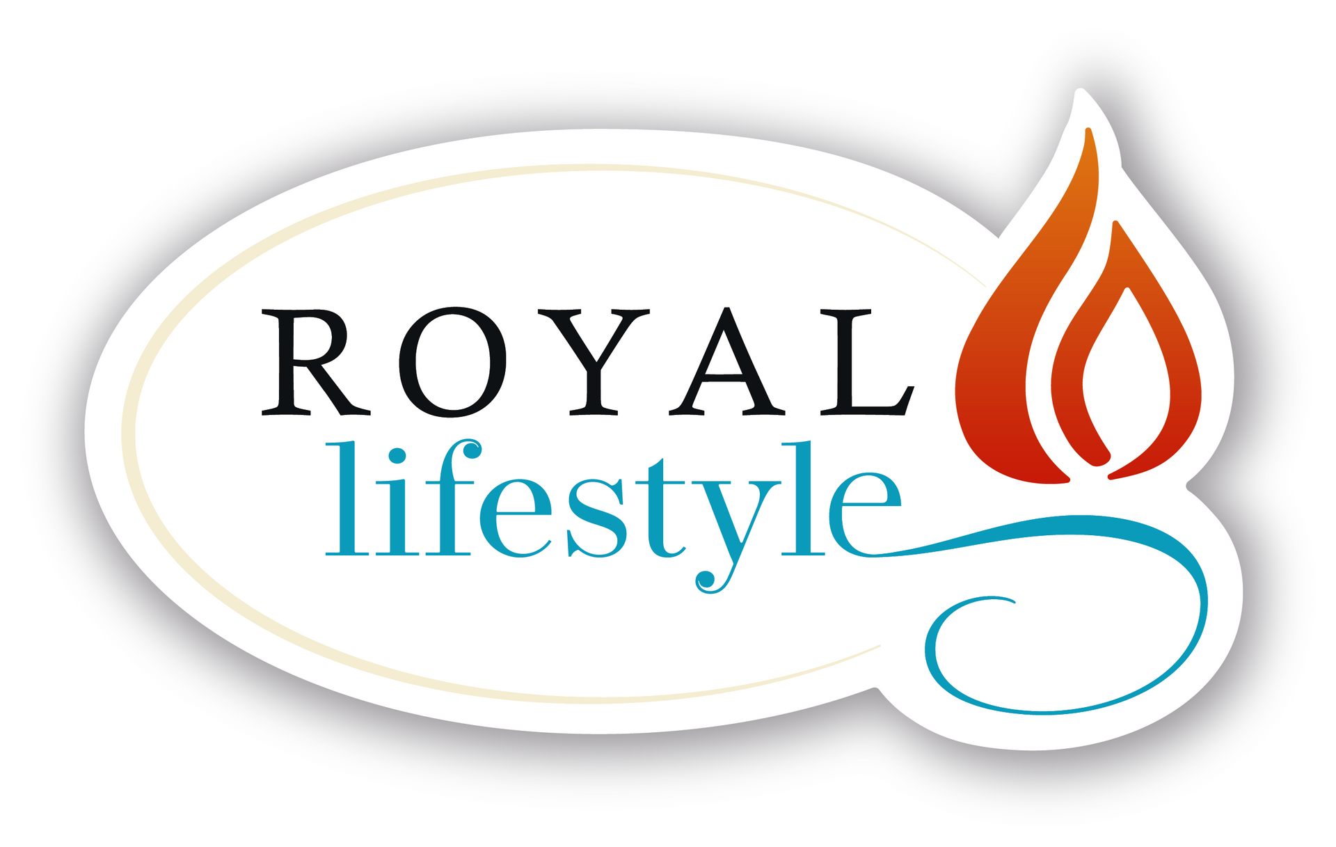 A logo for royal lifestyle with a flame on it