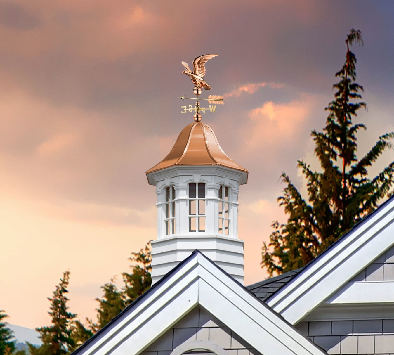 Copper cupola with weathervane Cupola, weathervane, copper