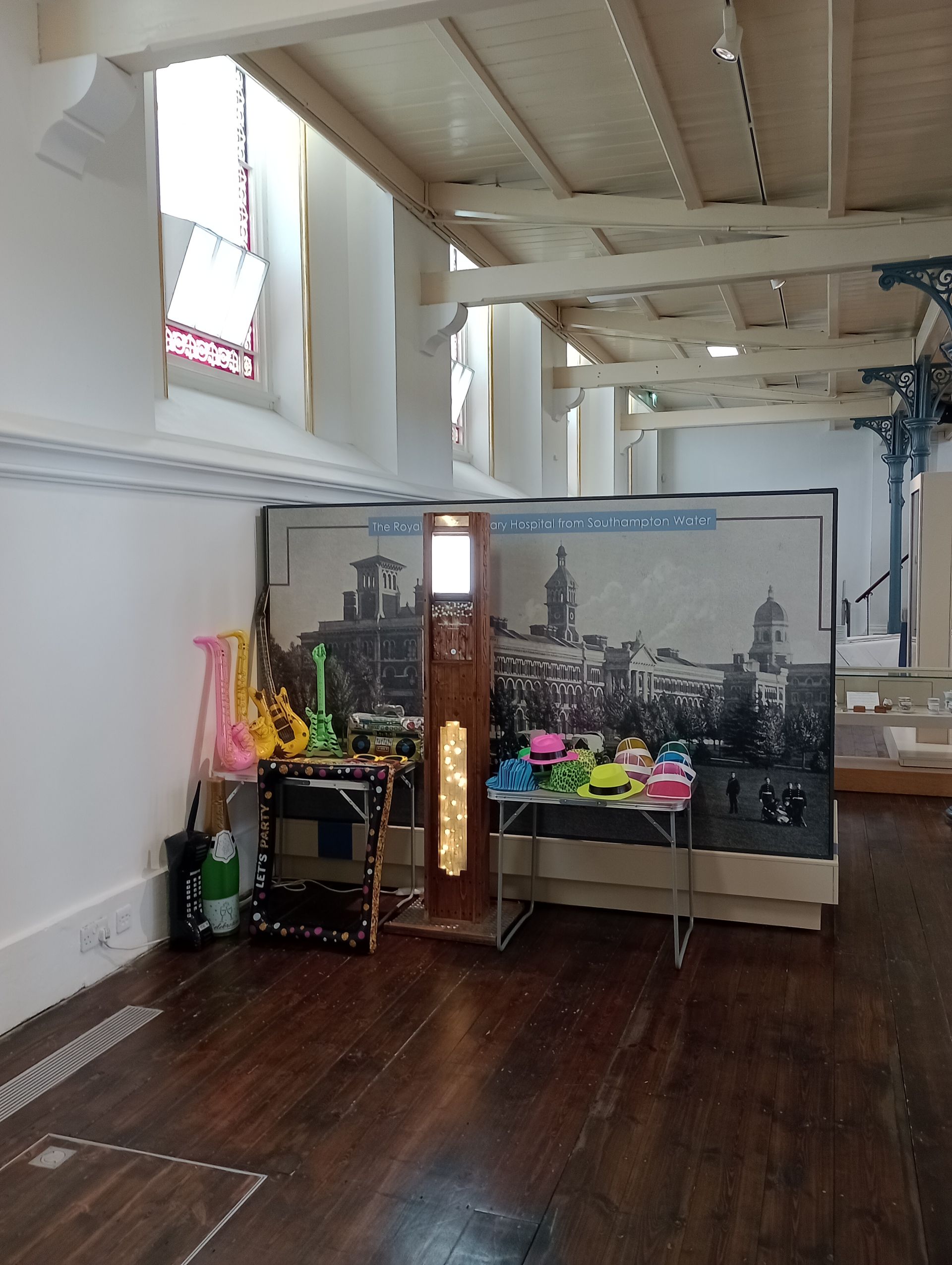 Selfie pod set up at the Royal Victoria Country Park chapel for a wedding