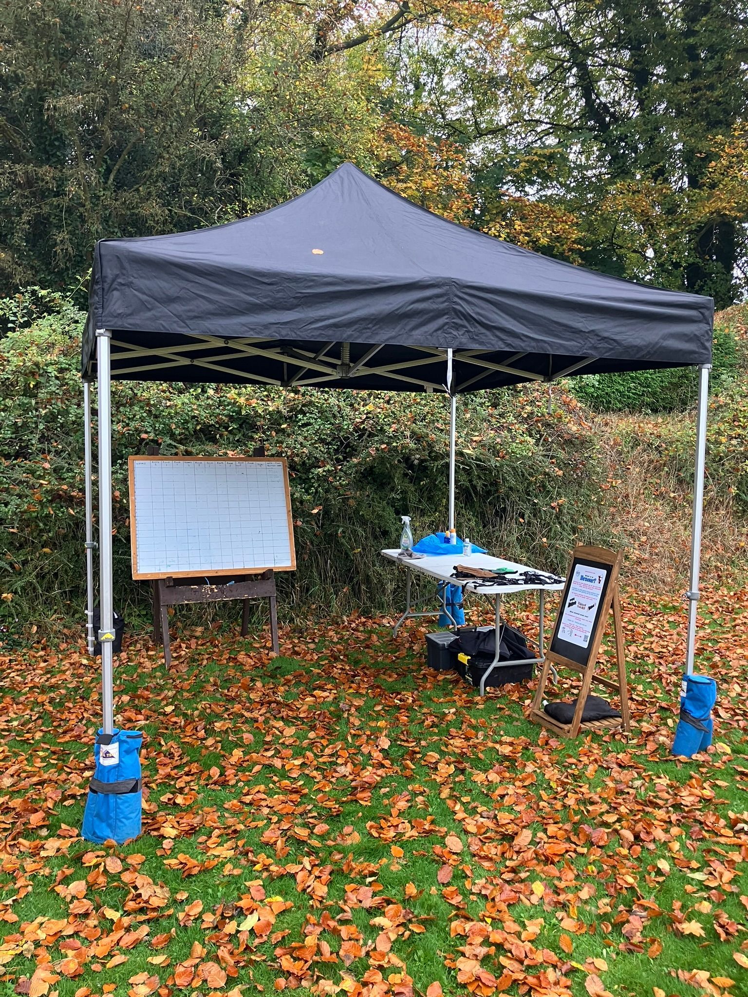 Archery equipment set up for a corporate party in Hampshire