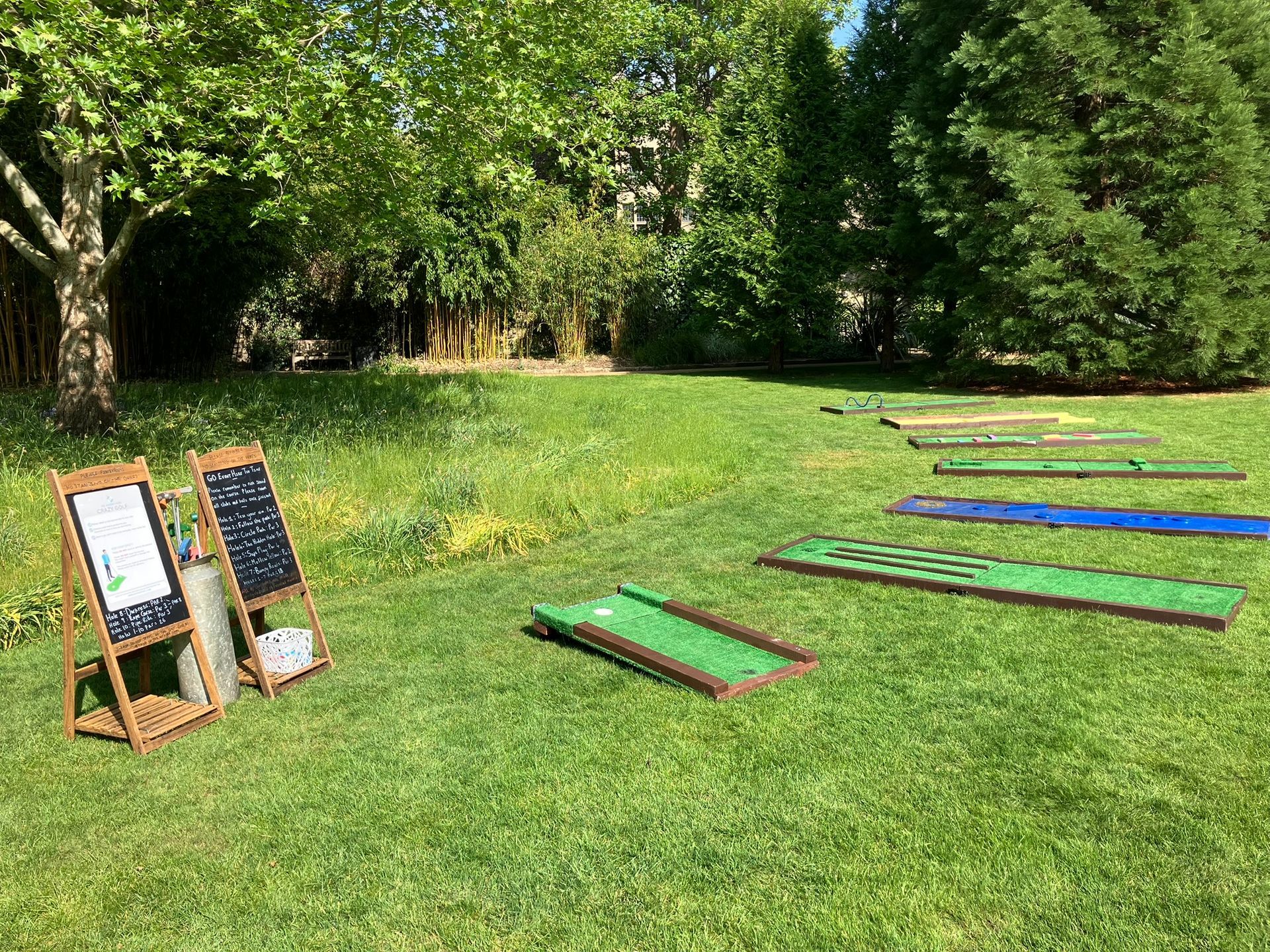Crazy golf course on a field