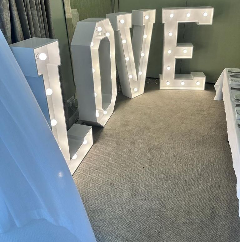 4 foot LOVE lights for a wedding