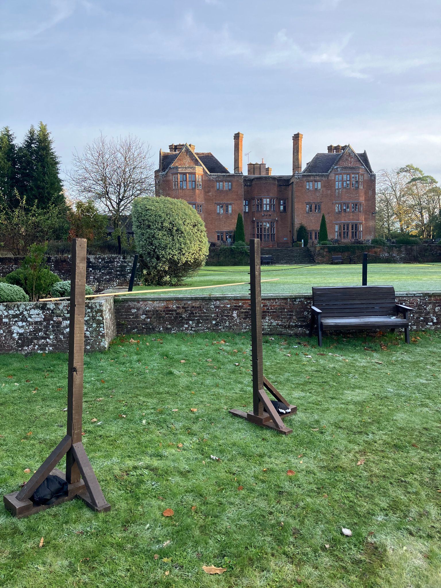 Wooden limbo game for hire. Created from reclaimed timbers and made by us.