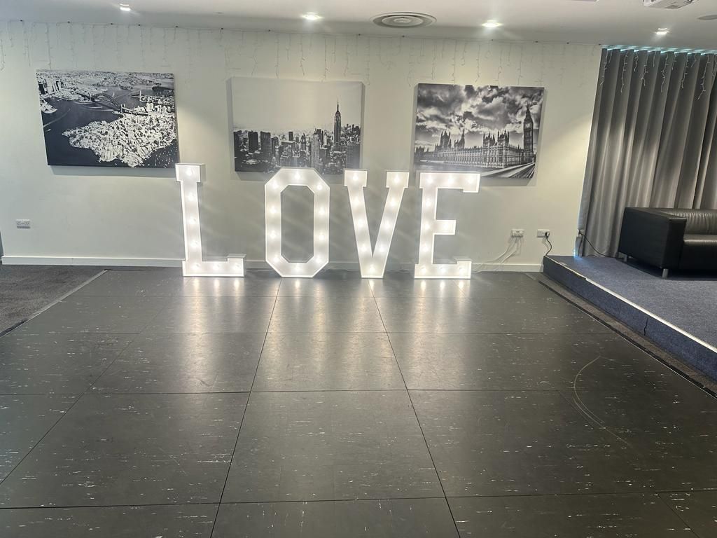 4 foot LOVE lights for a wedding