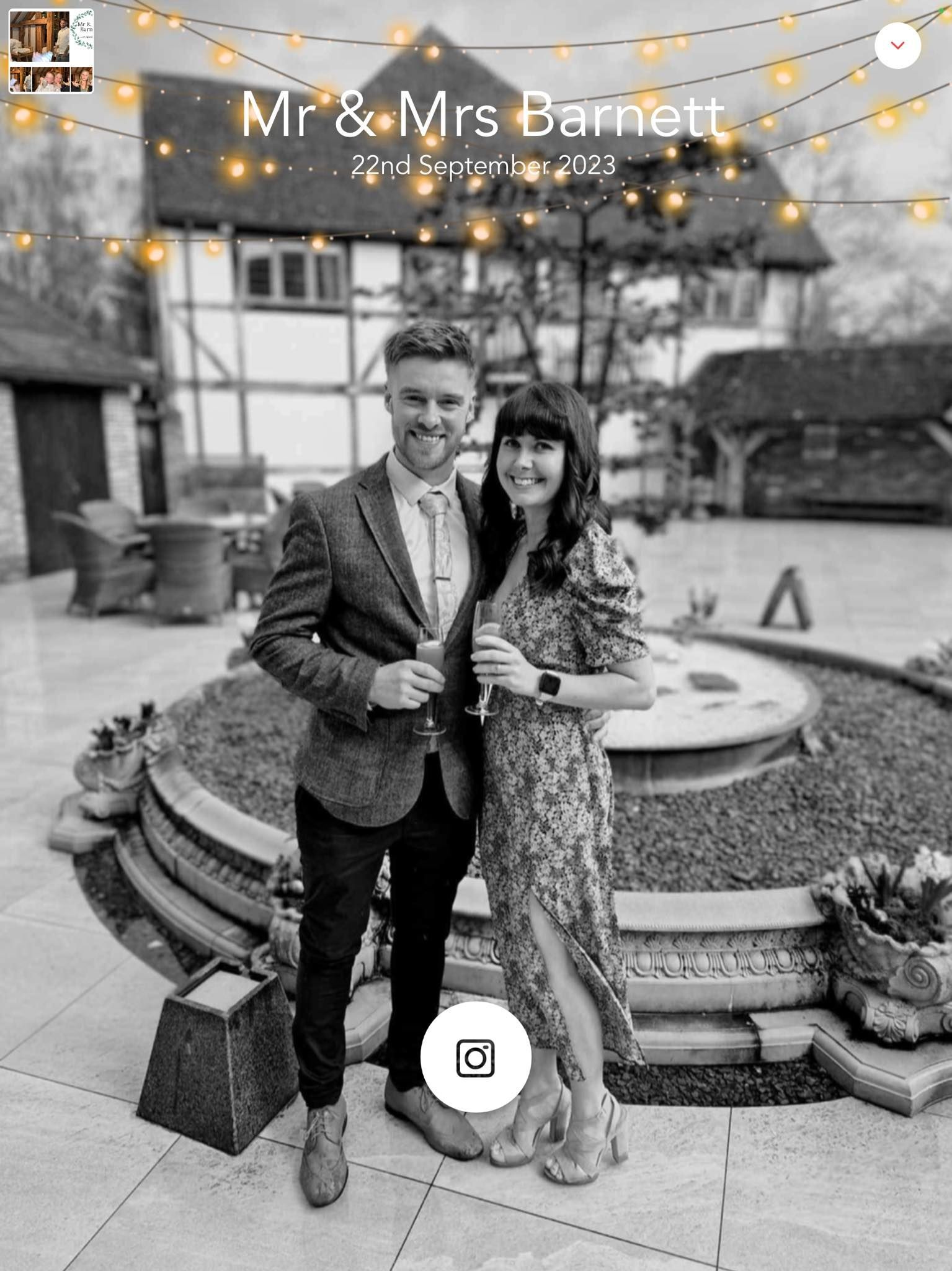 Grounded Outdoors Selfie Pod homescreen example for a wedding