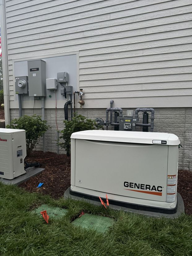 Standby generator installed outside a residential home
